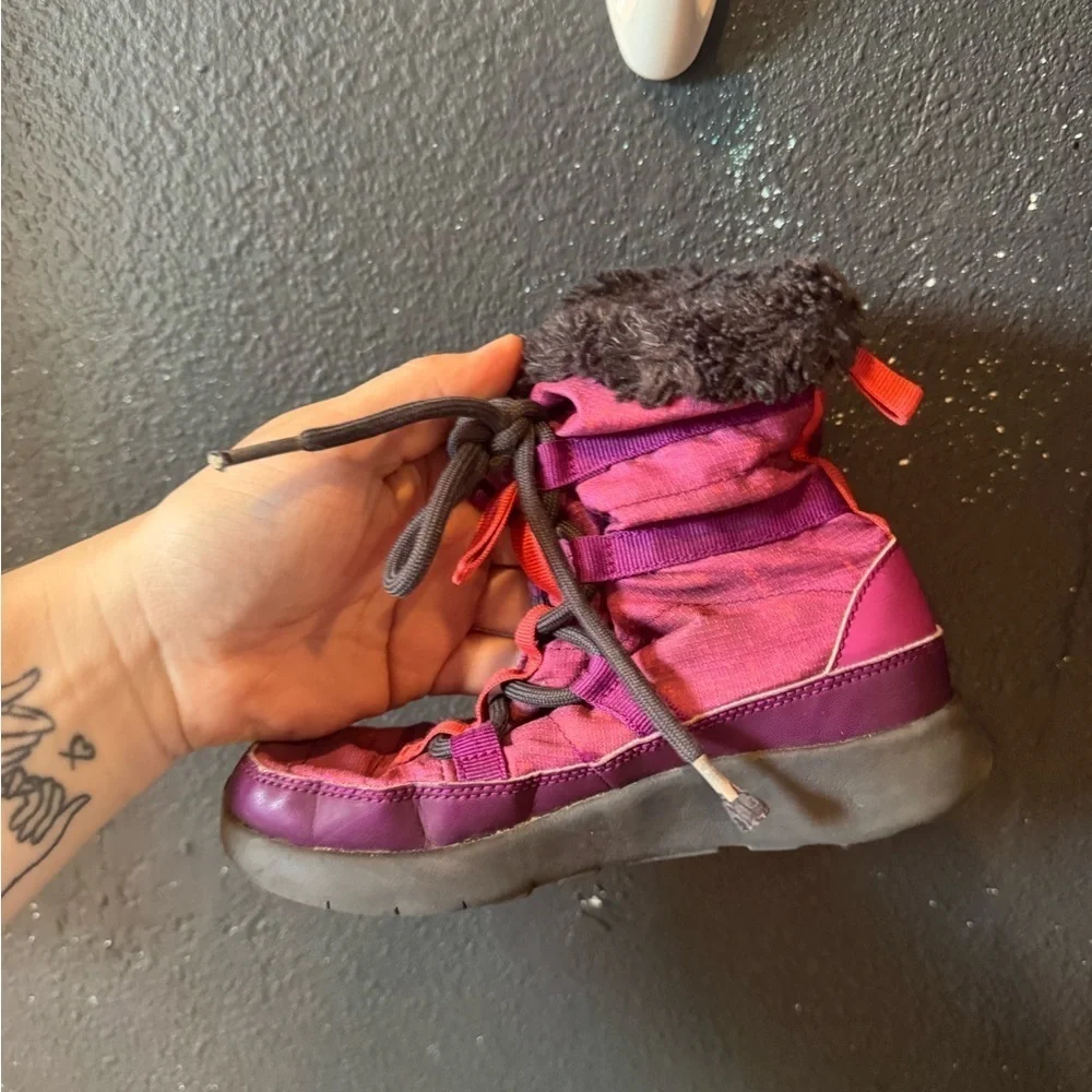 Kids Nike Purple Pink and Black Fur Lined Boots